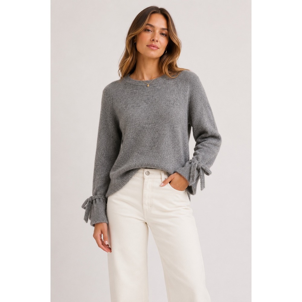 Babaton ARITZIA MALCORRA Alpaca Wool HEATHER GRAY OVERSIZED Sweater WOMEN SMALL